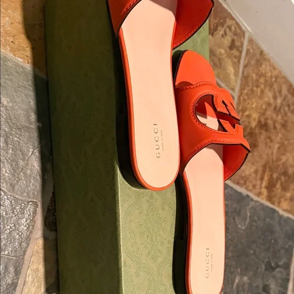 Gucci Women's Bold Orange Slide Sandals - Picture 6 of 6